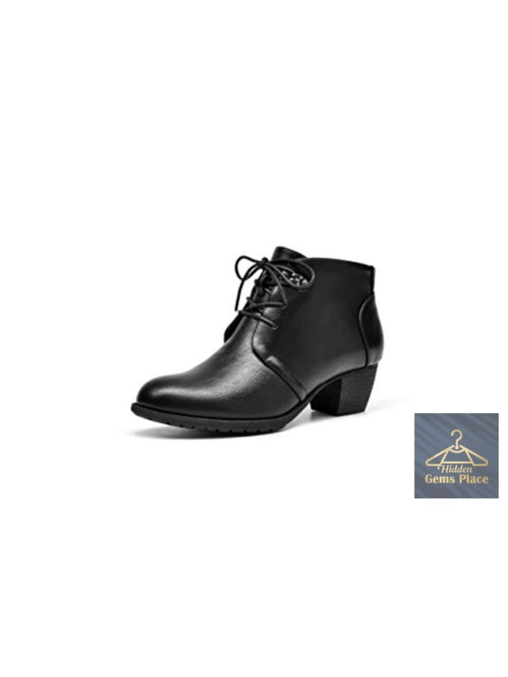 Women's Ankle Boots Lace Up Round Toe Low Heel Dress Booties Side Zipper Faux
